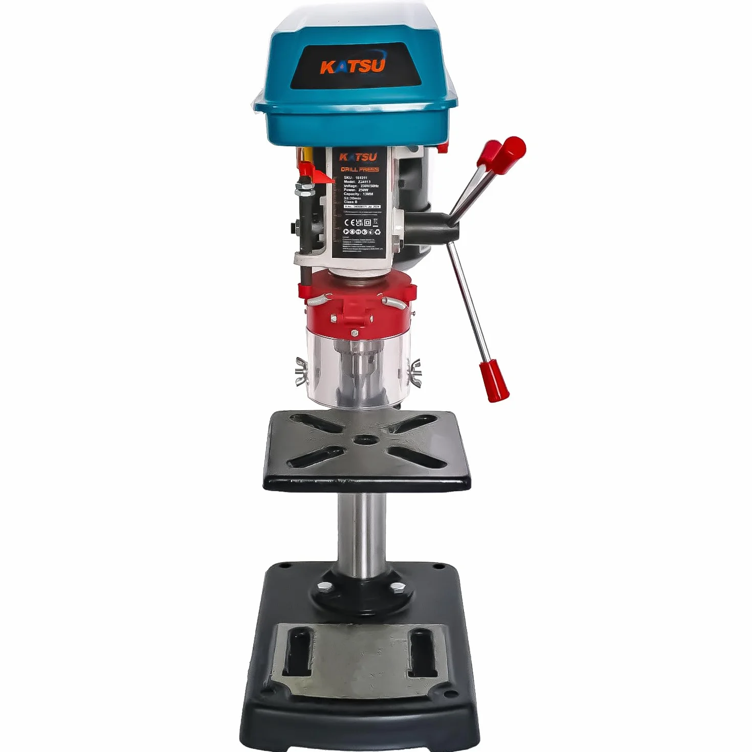 KATSU Tools Trapano a colonna da banco 250 W + mandrino 13 mm + interruttore elettronico 5 vel. + profondità foratura 50 mm + 2620 giri/min