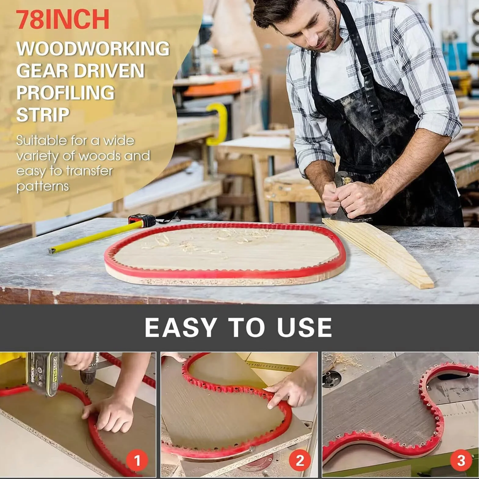 BORDSTRACT Striscia di Profilatura Lavorazione Legno, 2M Curve Flessibili per Fresatrici e Strumenti Falegnameria