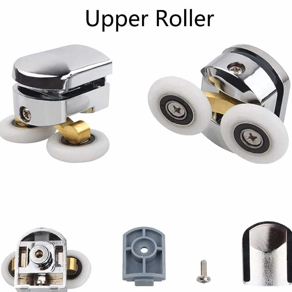 8 Pezzi Ruote della Doccia, Ruote per Porta Doccia, Rulli Doccia per la Porta, Ruote per Porte in Vetro, per Porte del Bagno con uno Spessore Vetro di 4-6 mm, 4 Rulli Superiori e 4 Inferiori