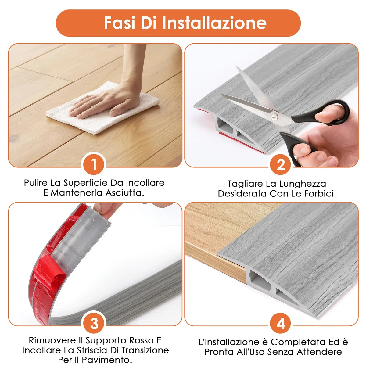 Soglia Di Dislivello Pavimento, 2mx10mm Strisce Di Copertura Per Pavimenti, Profilo Di Raccordo Per Pavimenti Per Pavimenti In Parquet Soglie In Laminato (Grigio)