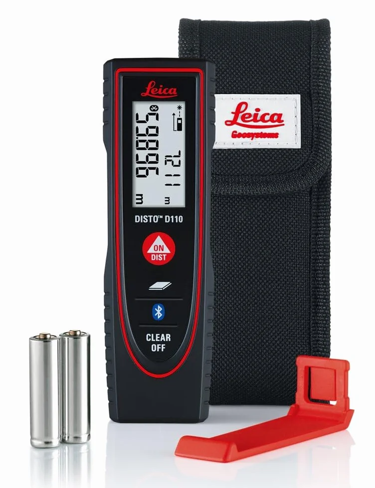 Leica DISTO D110 – compatto metro laser dotato di Bluetooth (associazione tramite app) per la misura di distanze e superfici (utilizzabile negli ambienti interni con una portata di 60 m)