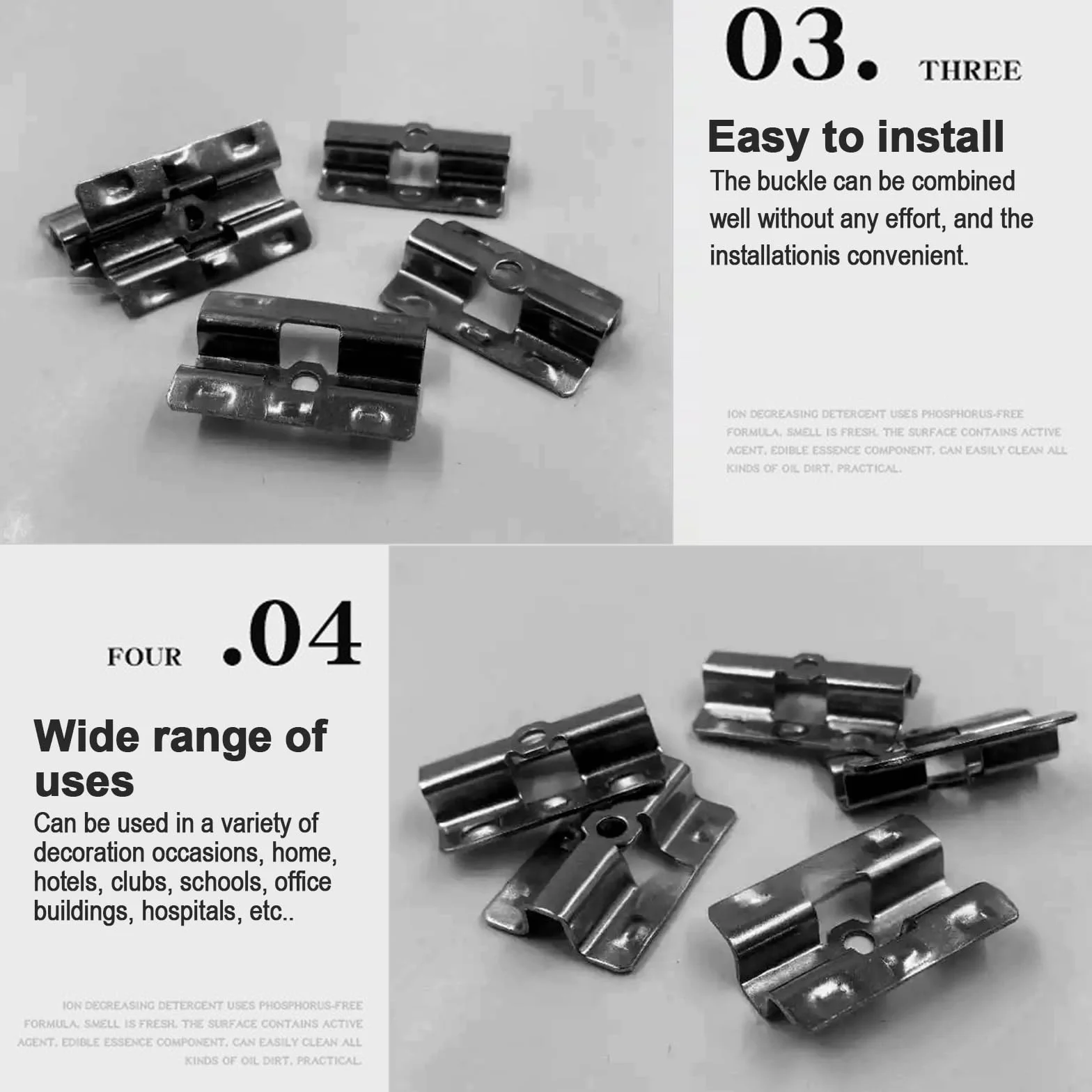100 clip di fissaggio in acciaio inox per terrazze, 6/7/8/9 mm, clip di fissaggio nascoste, distanziatori con 100 viti per WPC/BPC, chiusura in legno di bambù, colore nero (9 mm)