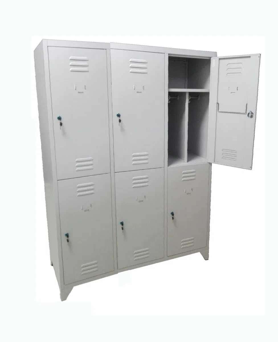 Armadio Armadietto Spogliatoio in Metallo 6 Posti con divisorio Sporco/Pulito. Dim. totali 120x50x180H
