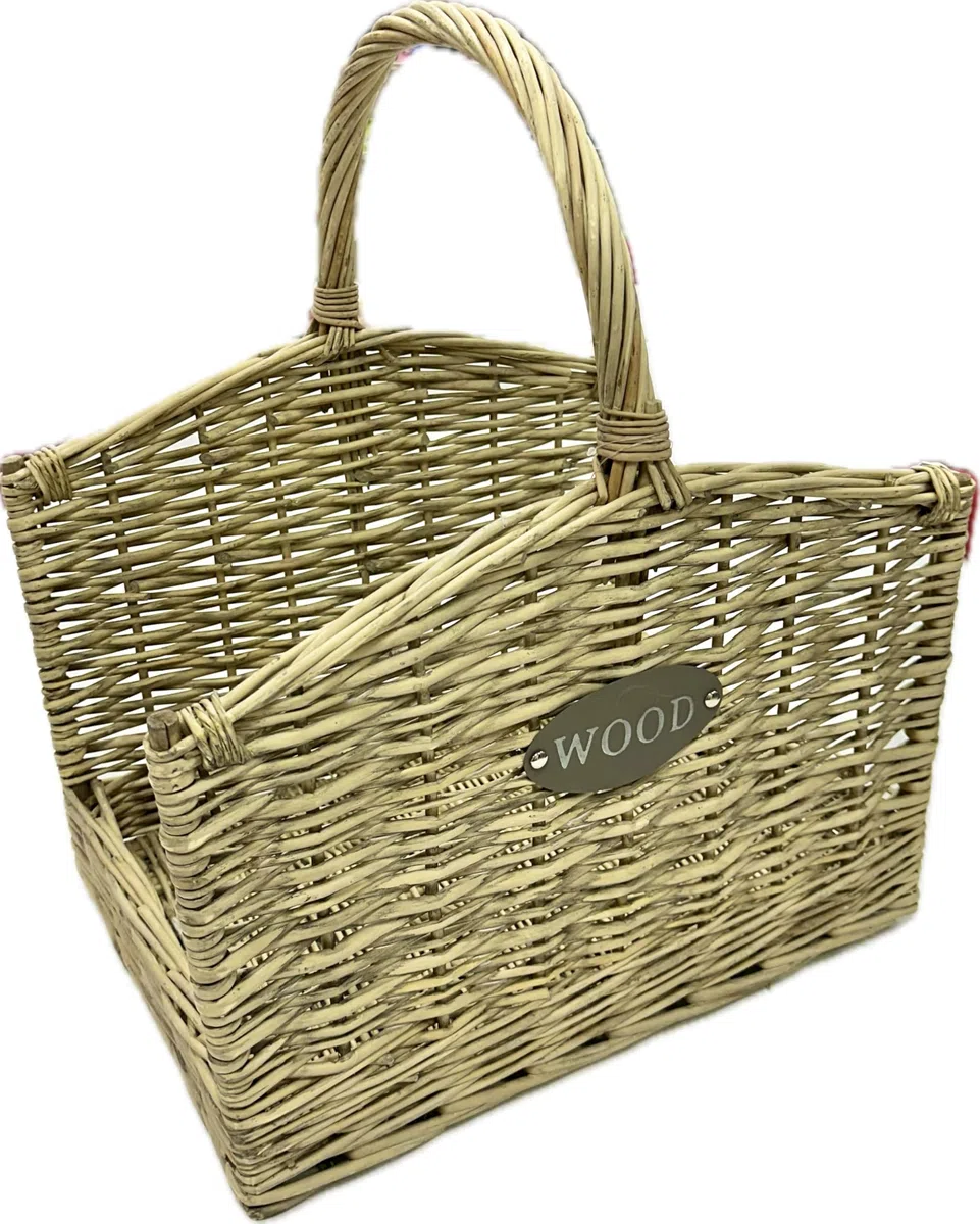 Cesto vimini portalegna camino da interno con manico per legna - Grande: 50x38x57h - Piccolo: 44x33x52h (Piccolo (44x33x52h))