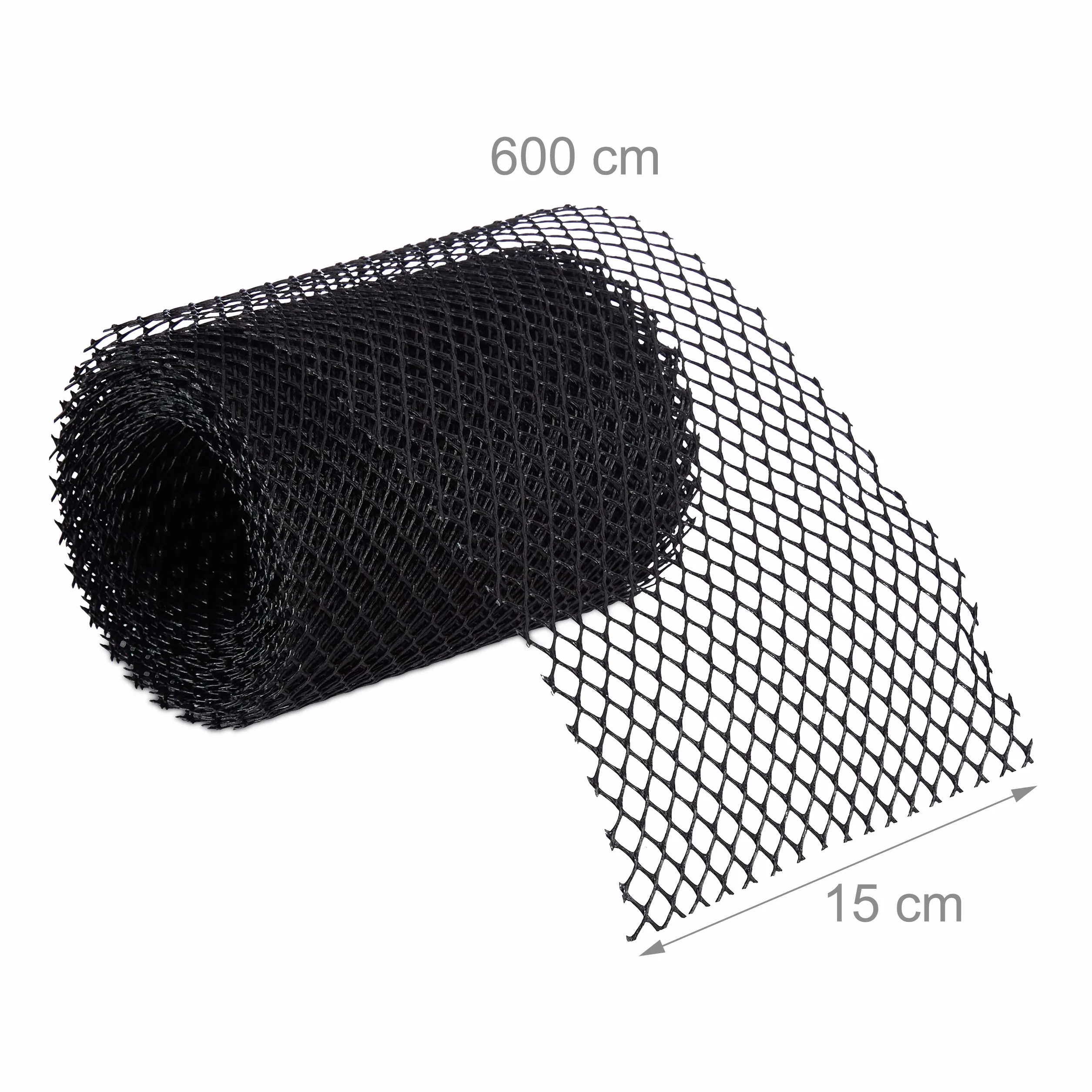 Relaxdays Rete per Grondaie, Set da 2, Protezione Cattura Foglie e Sporco, Ciascuna Lunga 6m, Larga 15cm, Plastica, Nero