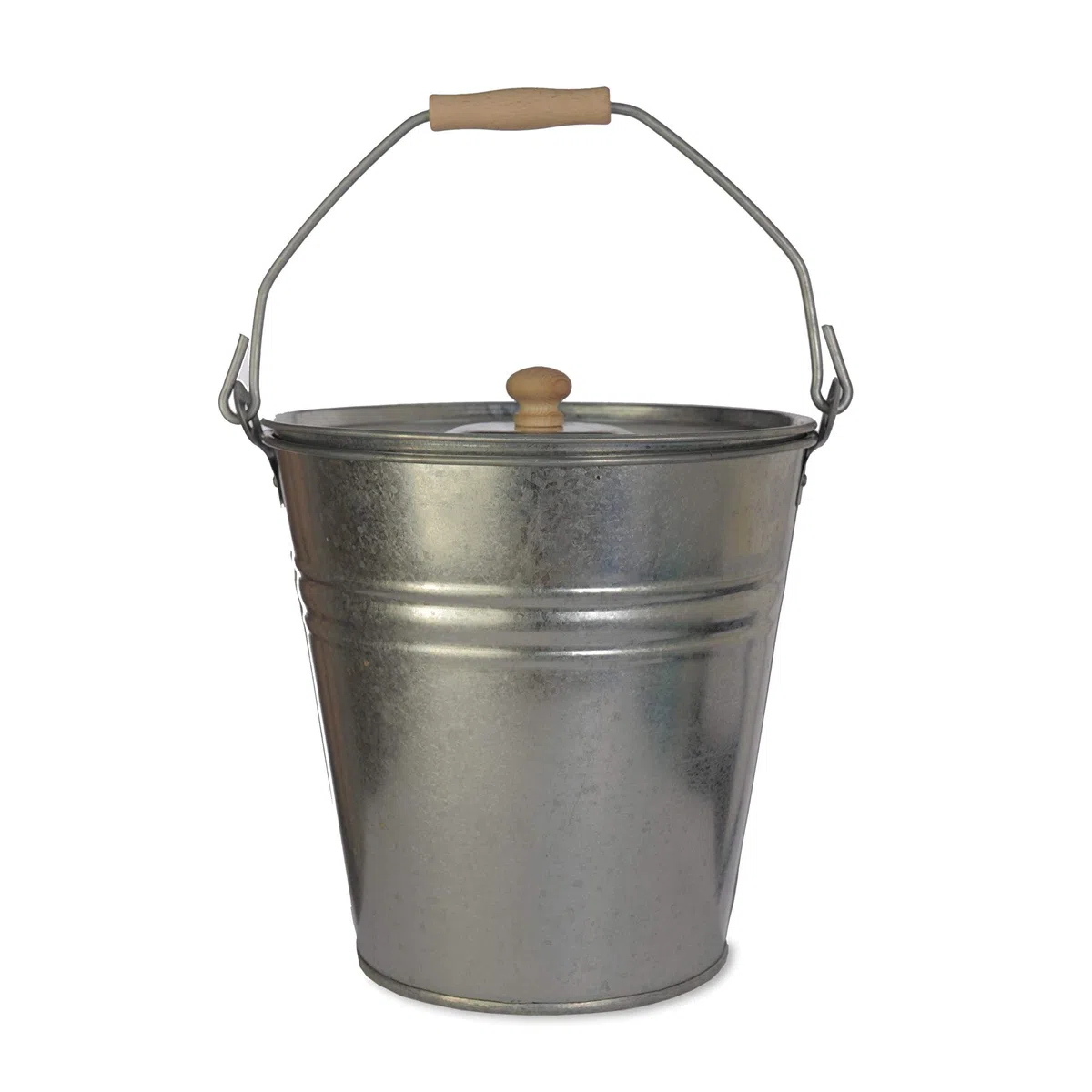 CKB LTD Secchio per caminetto con coperchio rimovibile, supporto universale per legna da ardere, carbone, cassonetto per cenere, per camino e griglia, in acciaio zincato