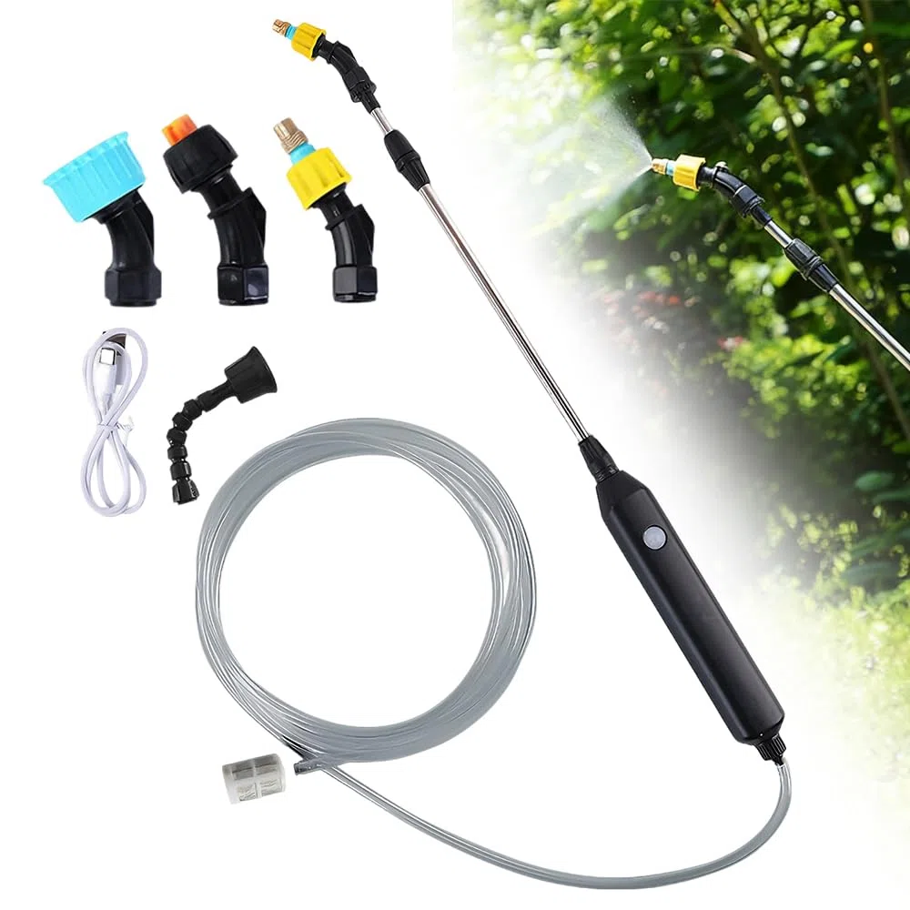 Mineup Spruzzatore Elettrico, 3.7 V Spruzzatore elettrico per piante da giardino, Nebulizzatore A Batteria USB per Casa, Spruzzatore a Pressione Elettrico con 4 Beccuccio Regolabile e 3M Tubo