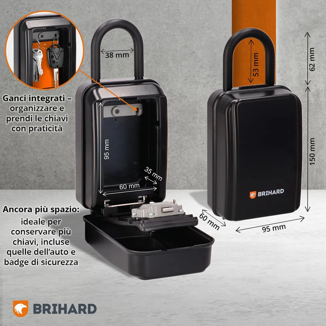 Key Box All Season Shackle XL con Arco Removibile e Custodia Impermeabile, Cassetta Chiavi con Codice a 4 Cifre, Resistente alle Intemperie, Ideale per Chiavi e Tessere di Accesso