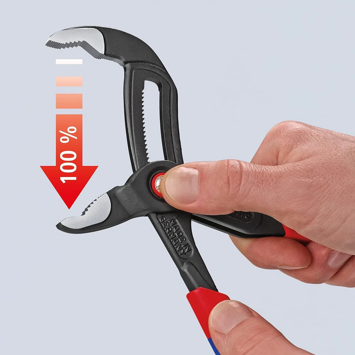 KNIPEX Cobra QuickSet Pinza regolabile di nuova generazione per tubi e dadi bonderizzata grigia rivestiti in materiale bicomponente, forma, 87 22 250