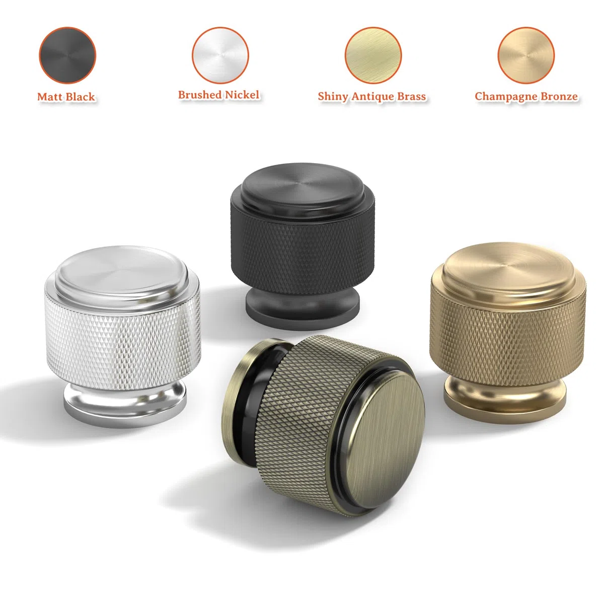 FURNIWARE 10 Pezzi Pomelli per Mobili in Nichel Spazzolato, Pomelli per Cassetti in Argento con Scanalature, Pomelli per Cucina Diametro 25mm, Pomelli per Armadio Pomello Tondo, Comò per Armadi