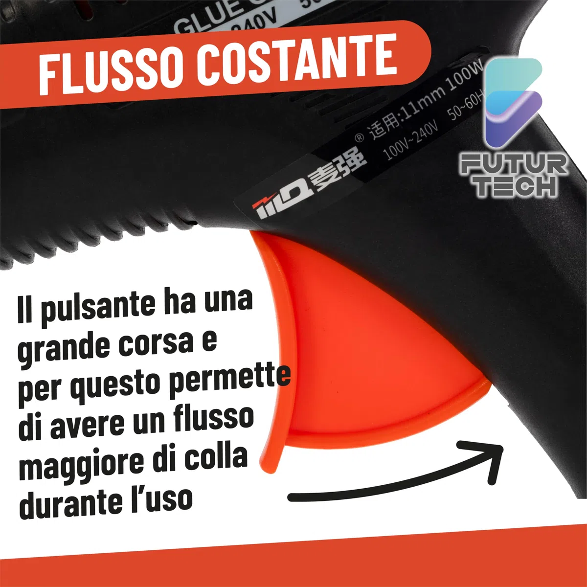 Pistola Colla a Caldo 100W - Precisione, Affidabilità e Praticità per i Progetti di Fai da Te con 30 stick da 20 cm di colla inclusi