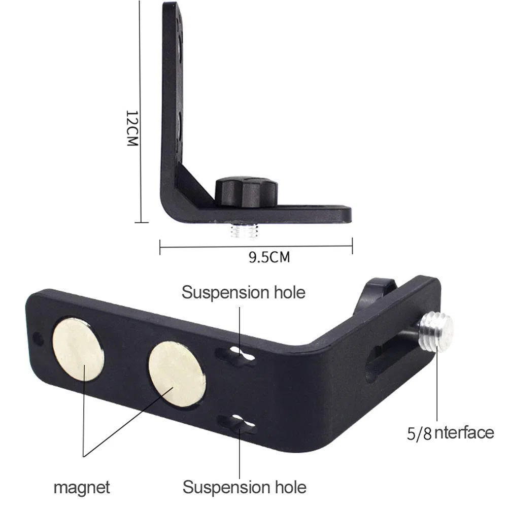 Regolabile Magnete Supporto, Livella Laser Magnetico Muro Supporto 5/8" per Universale Lazer Livelli - Nero, 9.5x12 cm