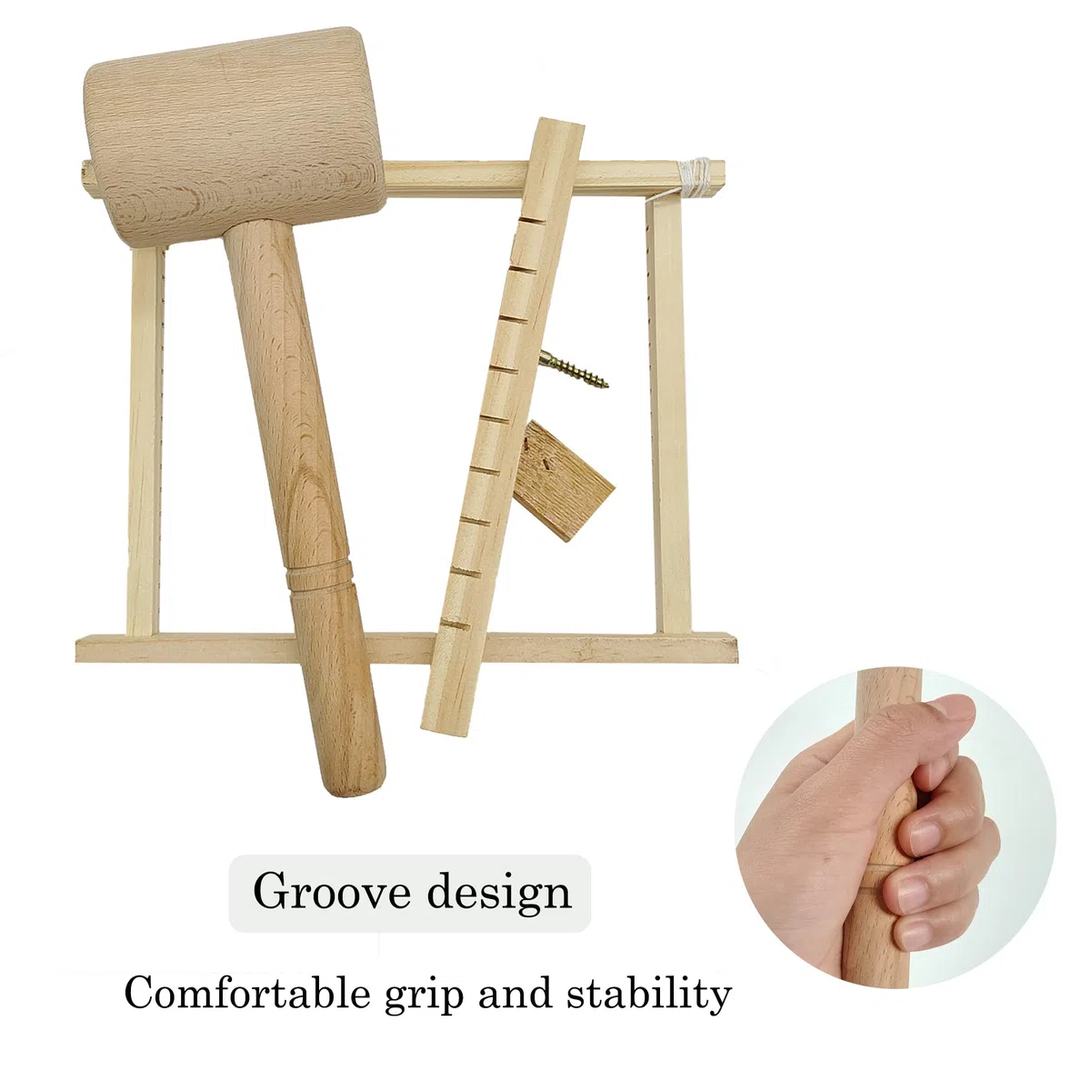 Martello da legno rotondo con impugnatura comoda, senza sbavature, per il montaggio di tutti i tipi di mobili in legno e attrezzi per il fai da te in pelle