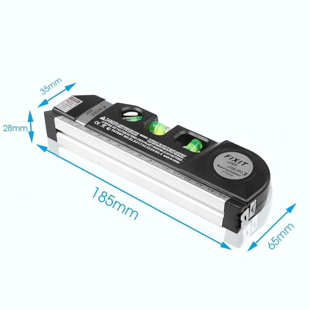 Livella laser 4 in 1 con metro a nastro, multifunzionale, laser livellante multifunzionale, lazer orizzontale verticale e trasversale, livello a bolla con righello, batterie incluse