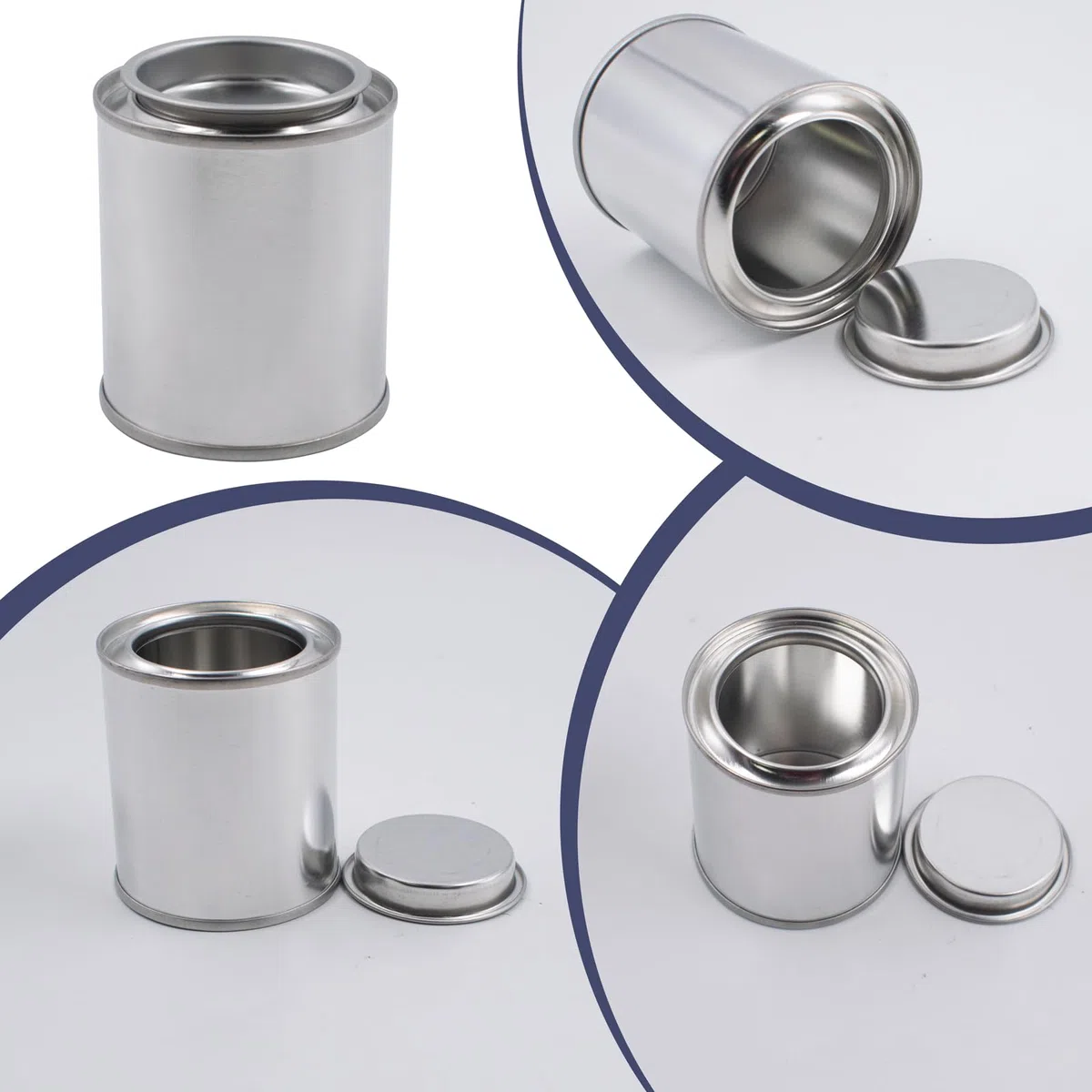 6 barattoli di vernice in metallo con coperchi (1/4 di pinta), secchi vuoti di vernice sfoderati, 1/2 tazza, lattine di vernice vuote in metallo con coperchi, mini barattoli di vernice per arti e