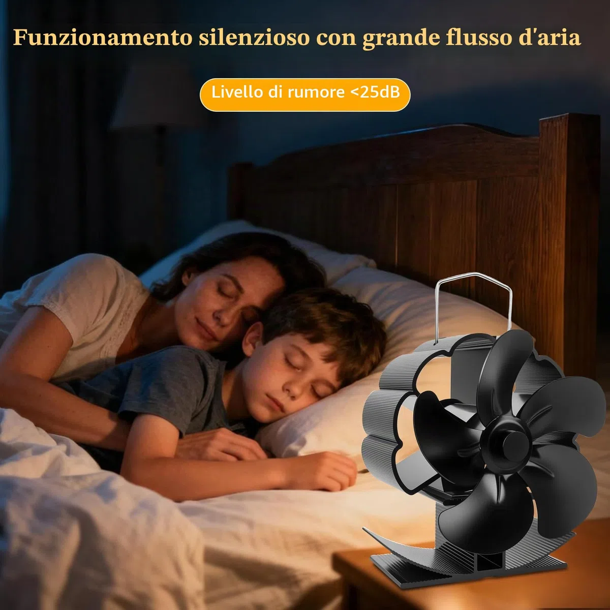 Ventilatore Per Stufa 5 Pale, Ventilatore per Camino, Protezione dal Surriscaldamento, Ventilatori per Stufe a Legna, Senza corrente Silenziosa ed Efficiente per Camino/Pellet/Gas