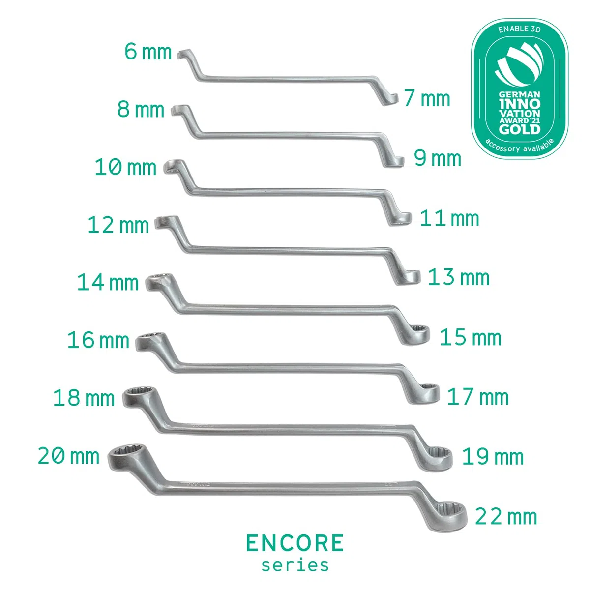 WIESEMANN 1893 Set di 8 chiavi con doppio anello 6-22 mm kit di chiavi per viti DIN 838 piegate inserite nel supporto I 81260