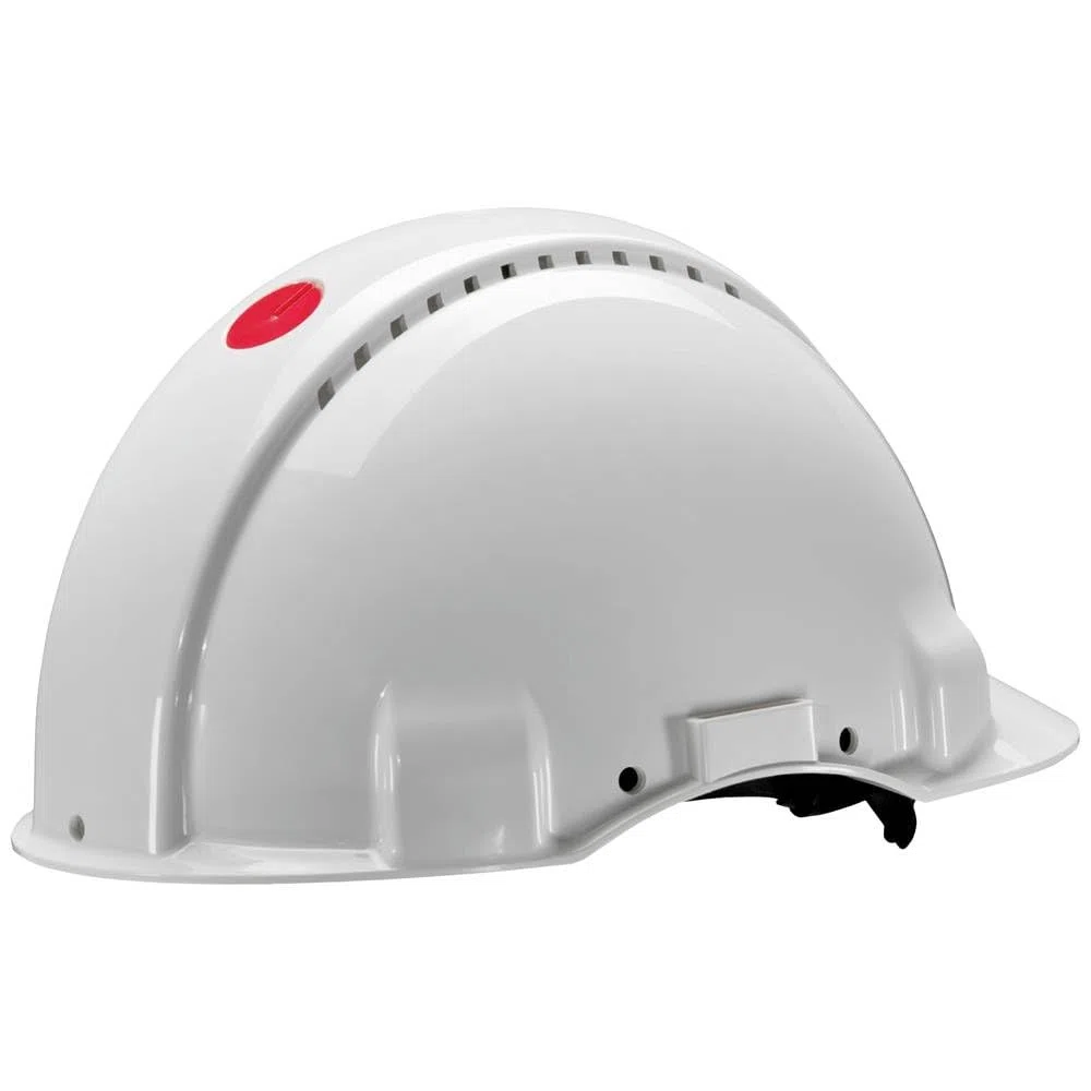 3M Peltor G 3000 Series Elmetto di Protezione con Uvicator senza Cricchetto e Fascia Antisudore in Pelle, Bianco