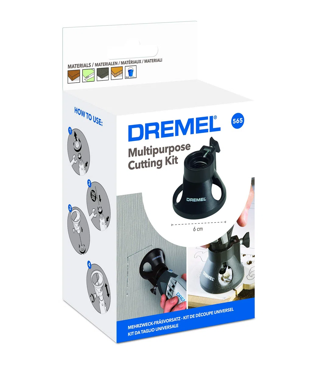 Dremel 565 Kit di taglio multiuso, set di accessori con 1 guida di taglio e 3 punte da taglio per tagli di precisione