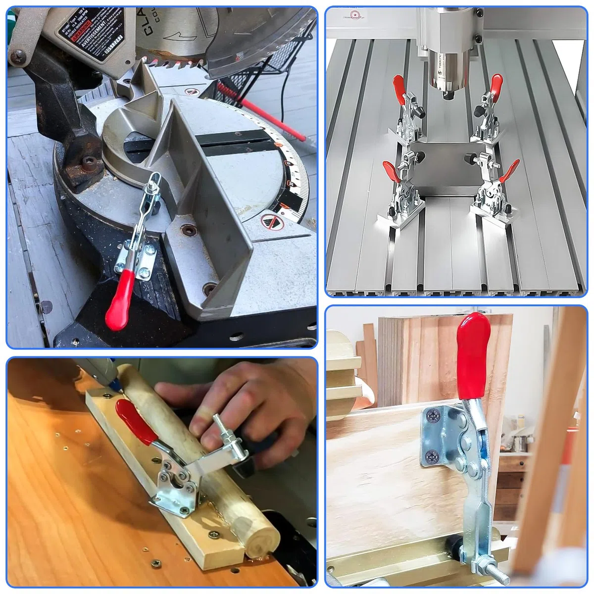 6 Pezzi Toggle Morsetto, GH-201-B Morsetto a Levetta, Morsetti a Ginocchiera 90Kg per Macchinari Lavorazione del Legno Saldatura