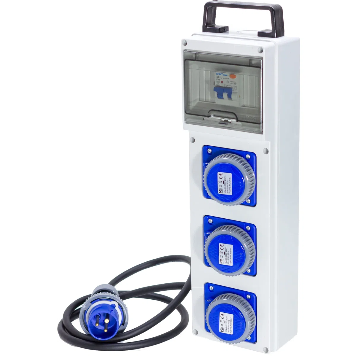 ELETTROWATT - Quadro Elettrico di Distribuzione Industriale da Cantiere ASC Portatile - 3 Prese CEE IP67 da 16A - Magnetotermico da 16A - Quadro Monofase Con Certificazione Inclusa - Made in Italy