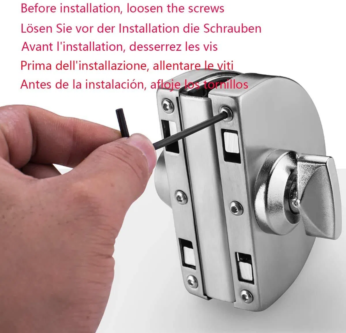 Qrity Serratura per Porta in Vetro Senza Perforazione Singolo con 3 Chiavi in ​​Rame Adatta per Porte in Vetro 10~12 mm