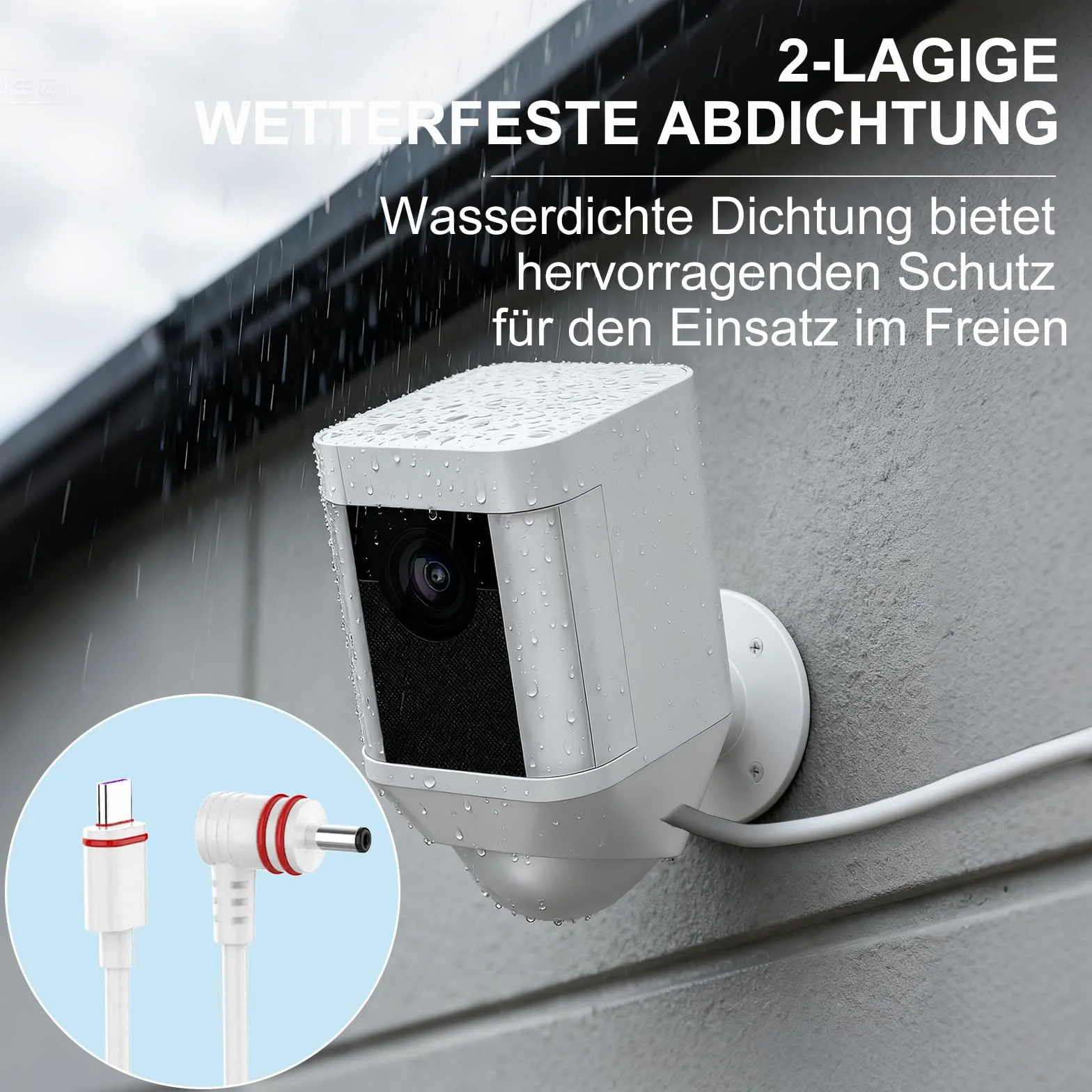 Confezione da 2 cavi di alimentazione e adattatore da 7 m, compatibile con Ring Spotlight Cam Plus/Pro e Stick Up Cam. Batteria, cavo di ricarica per anello, spina di alimentazione resistente alle