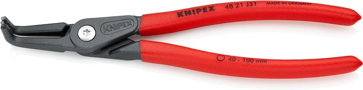 KNIPEX Pinza di precisione per anelli di sicurezza per anelli di sicurezza interni a fori bonderizzata grigia Rivestiti in resina, 48 21 J31