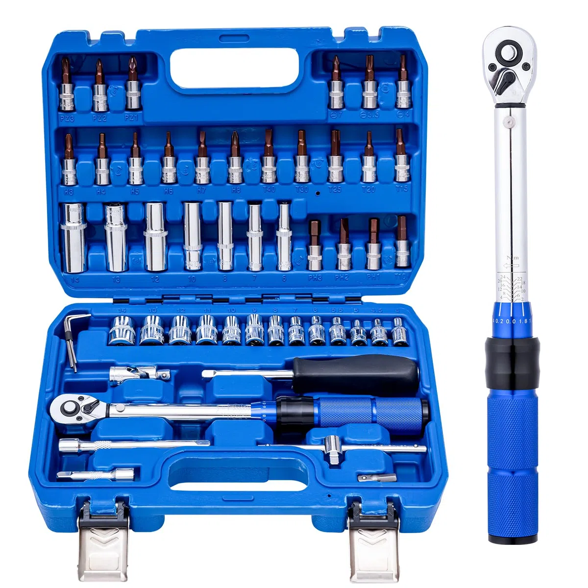KATSU Chiave Dinamometrica a Scatto 1/4" 50 Pezzi 2-24Nm Set di Chiavi Dinamometriche per Bici 72Denti, Attrezzo Meccanico Acciaio al Cromo Vanadio per Riparazione Biciclette Strada e Montagna
