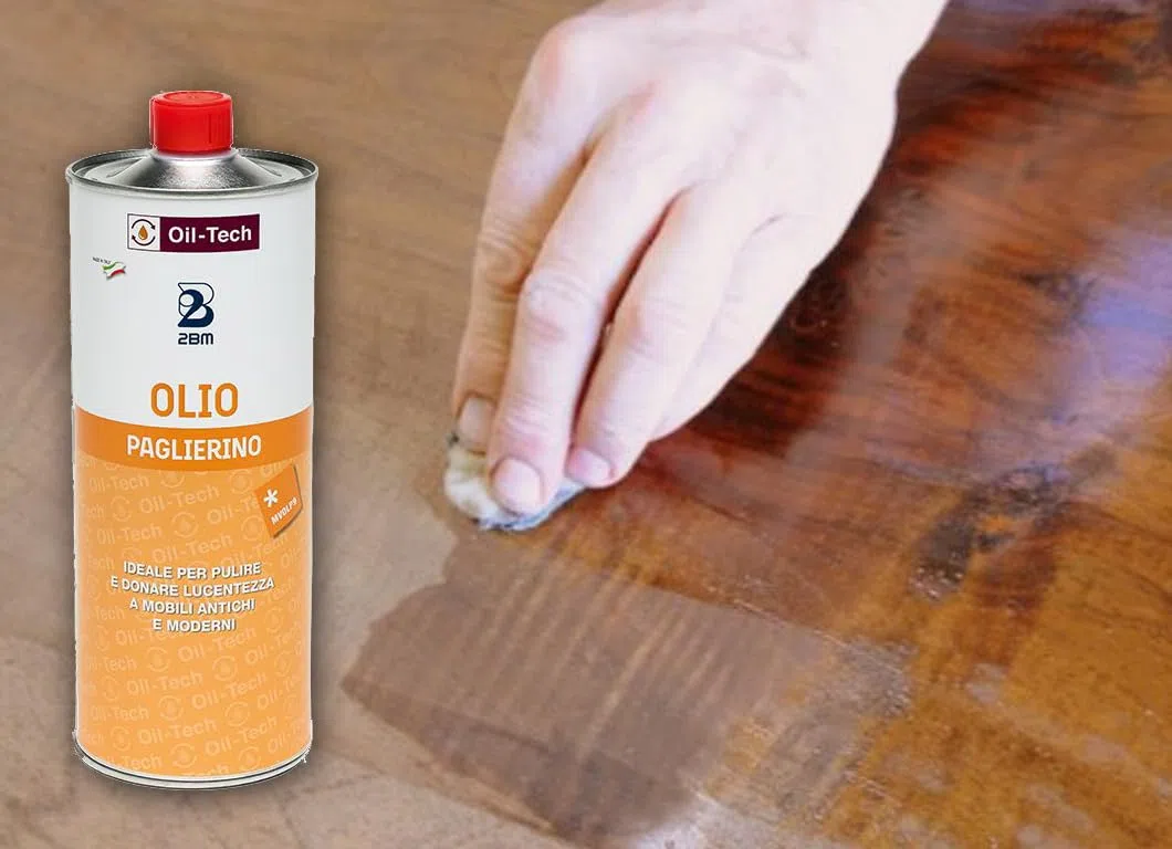 2BM Olio Paglierino Oil-Tech olio speciale per pulire e lucidare mobili antichi e moderni, penetra in profondità donando brillantezza e traspirazione al legno | Lattina 5 lt