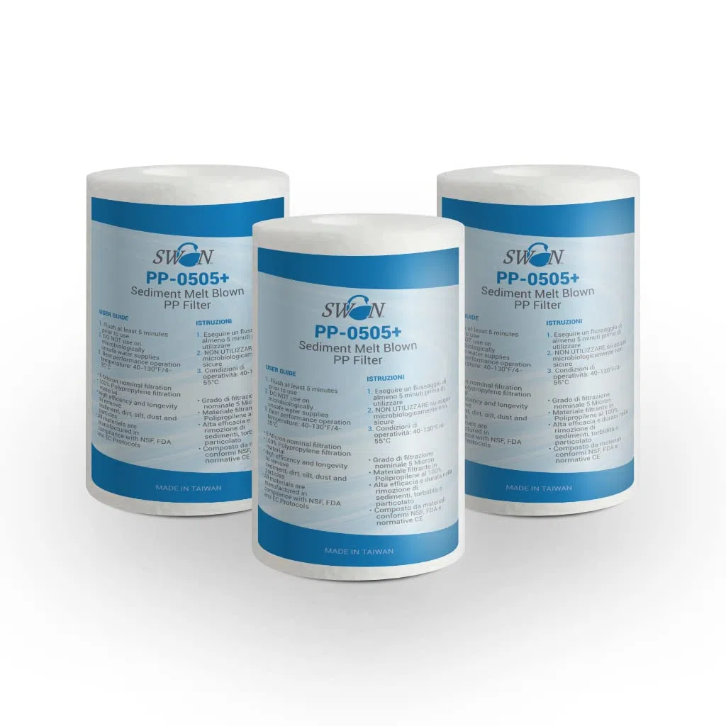 Filtro Sedimenti 5 Pollici 5 Micron. Elimina Sabbia, Fango, Particelle di ruggine e impurità sospese fino a 5 Micron in Polipropilene 3 pezzi