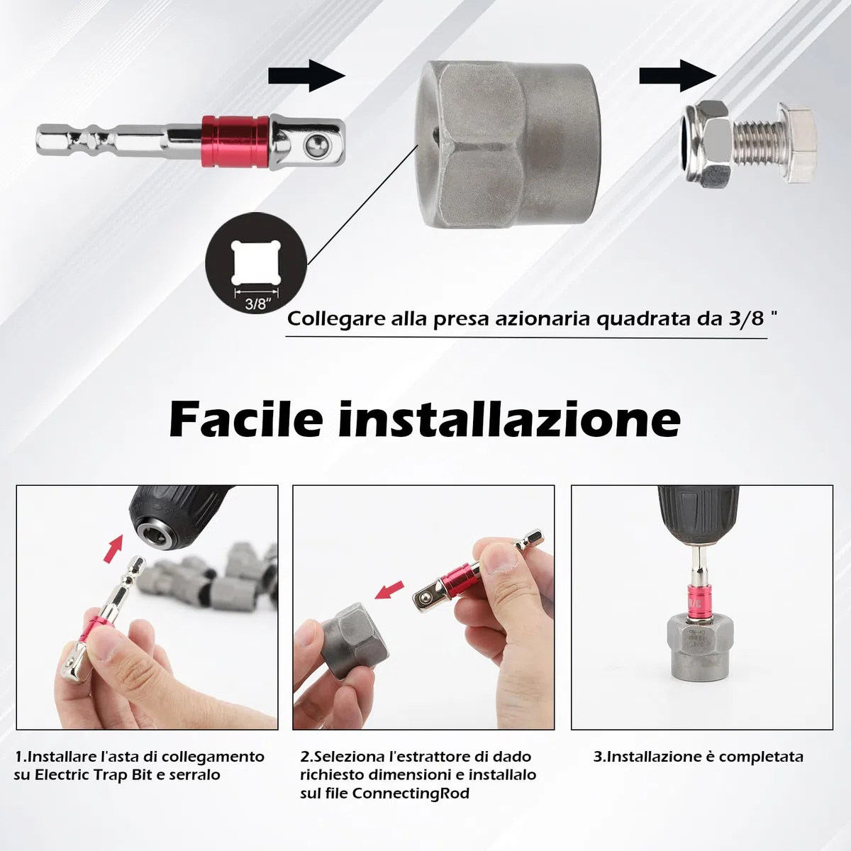 Set di Estrattori per Bulloni 14 Pezzi, Strumento per Rimuovere Dadi di Bloccaggio delle Ruote, Set di Strumenti per Estrattori di Bulloni Spelati, per Riparazioni Auto