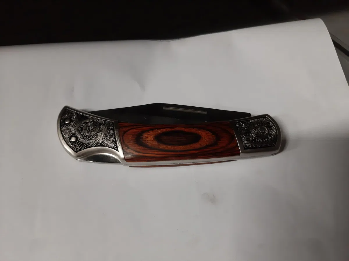 AUSONIA - Coltello da tasca Cm 22 da collezione con manico lavorato in scatola regalo