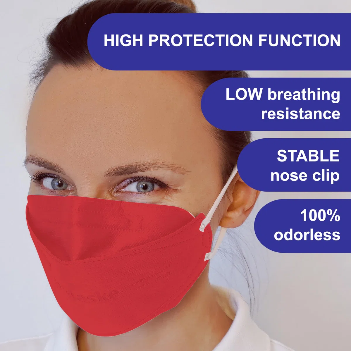 kela 20x Mascherine FFP2 Rosso | Prodotto in Germania | Respiratorie confortevole con estensione del passante per le orecchie | OEKO-TEX Delicato sulla pelle con migliorata capacità respiratoria