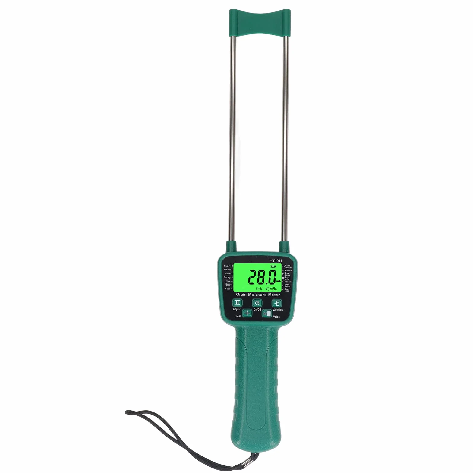 Misuratore Di Umidità Per Fieno Con Trasmissione Vocale, Display LCD Digitale Tester Per Foraggio Grano Soia, Sonda Portatile Per Agricoltura Intelligente Misura 14 Colture Tra Cui Mais