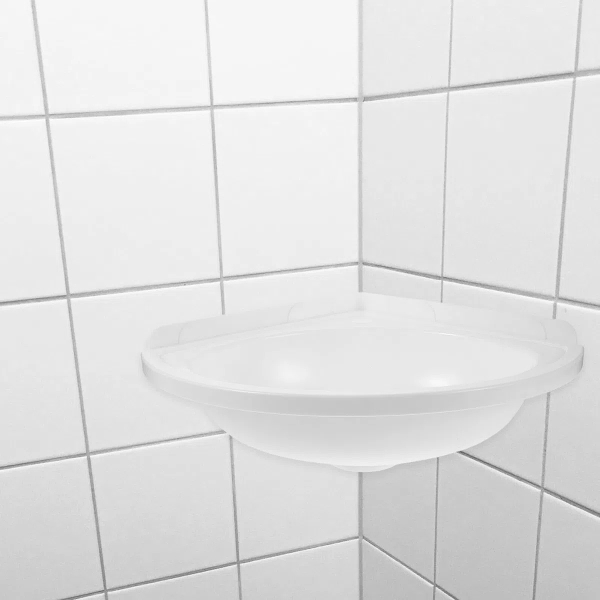 Lavandino Angolare in Plastica Bianca per Bagno Moderno con Design Triangolare Salvaspazio, Lavabo Angolare da Muro Leggero per Bagni Compatti