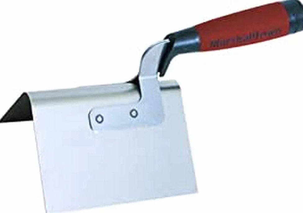 Frattazzo ad angolo esterno Marshalltown Bullnose con manico DuraSoft, frattazzo in acciaio inox, per muratori a secco e stuccatori, dimensioni: 127x89 mm