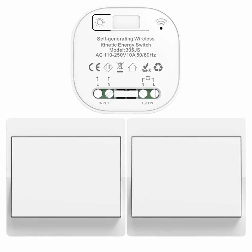 interruttori senza fili autoalimentati cinetico interruttore senza fili senza batteria rf interruttore remoto pulsante wireless interruttore luce wireless per illuminazione domestica(EU 2V1 a)