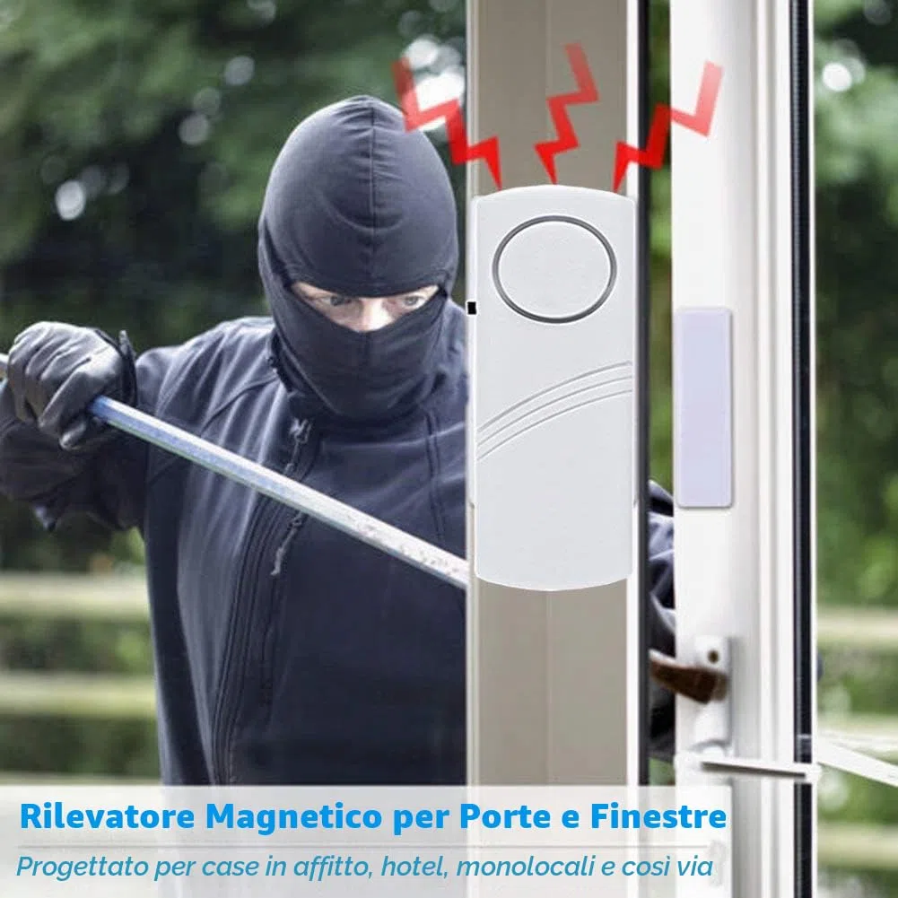 NICE Home Campanello di allarme per porte e finestre di sicurezza personale | Sensore wireless per porte e finestre | Confezione da 10