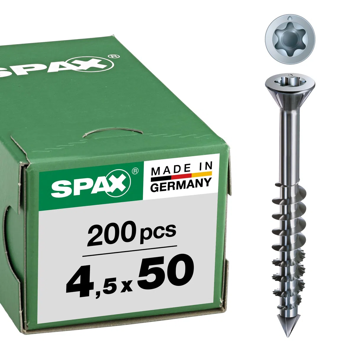 SPAX-M, Viti a testa piatta T-STAR plus, per MDF, testa piccola, parzialmente filettate, zincate tramite galvanizzazione A2J - 0441010350453, 0441010450503