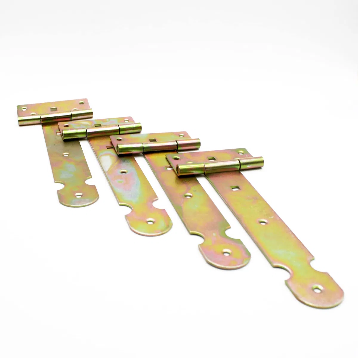 DOJA Barcelona | Cerniera a T | 338 x 84mm | Confezione 4 Pz | Acciaio Zincato Giallo | Cerniere T per Ante | Cerniere a T per Porte a Libro, Mobili, Finestre, Porta Cucina, Cancello Giardino