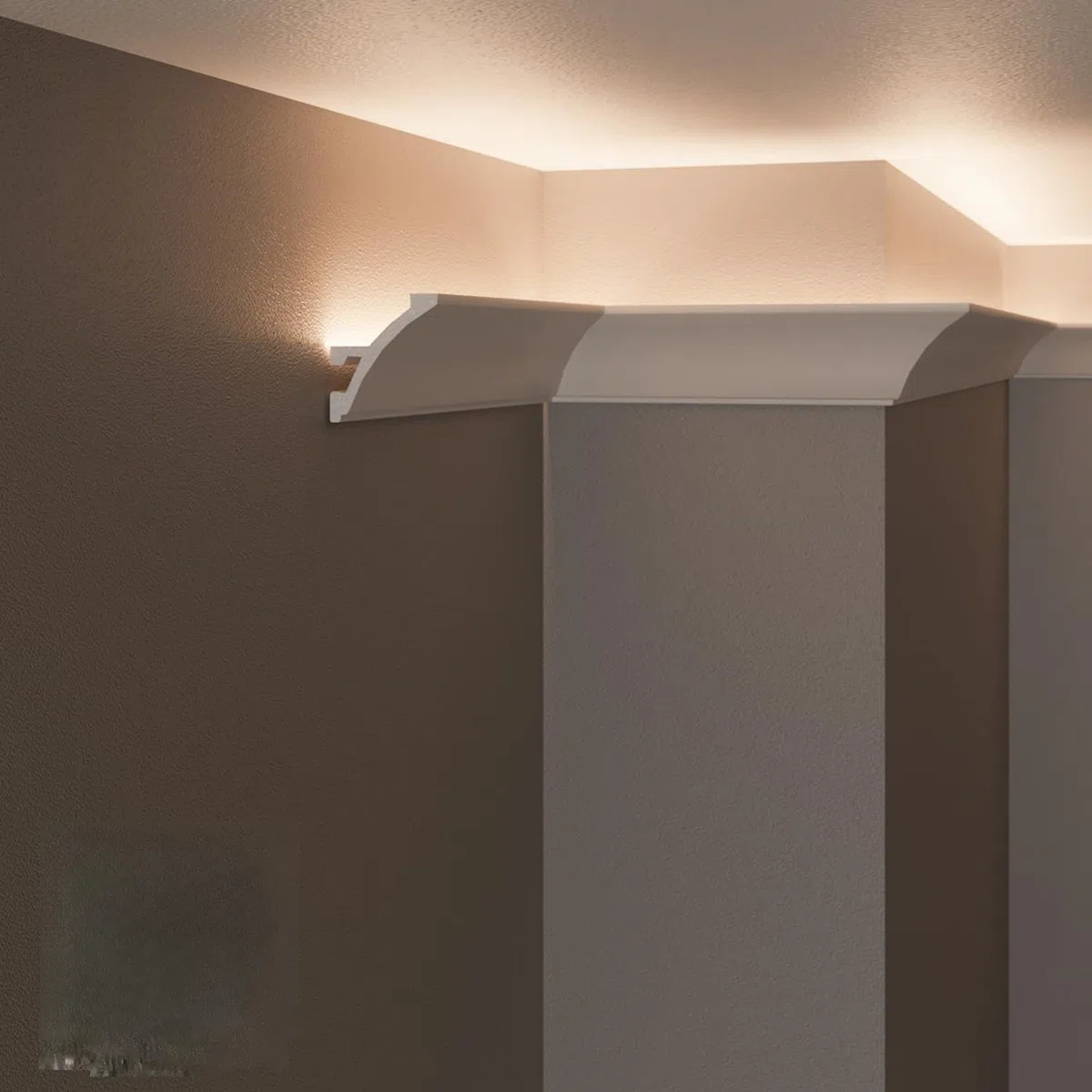 Cornici velette per led a soffitto e parete (lunghezza 2 metri - KH904), per illuminazione indiretta con le strisce led | decorative, prefabbricate in duropolimero