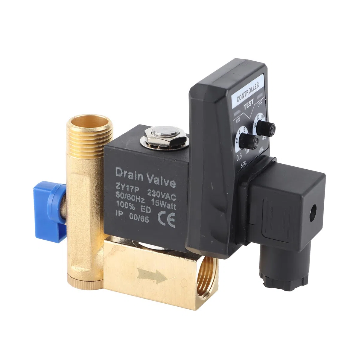 Valvola di Scarico Automatico Elettronica Ottone, Valvola di Scarico Automatico G1/2 DN15 Valvola di Scarico Elettronica Automatica per Condensato Compressore d'aria (AC230V)(230V)
