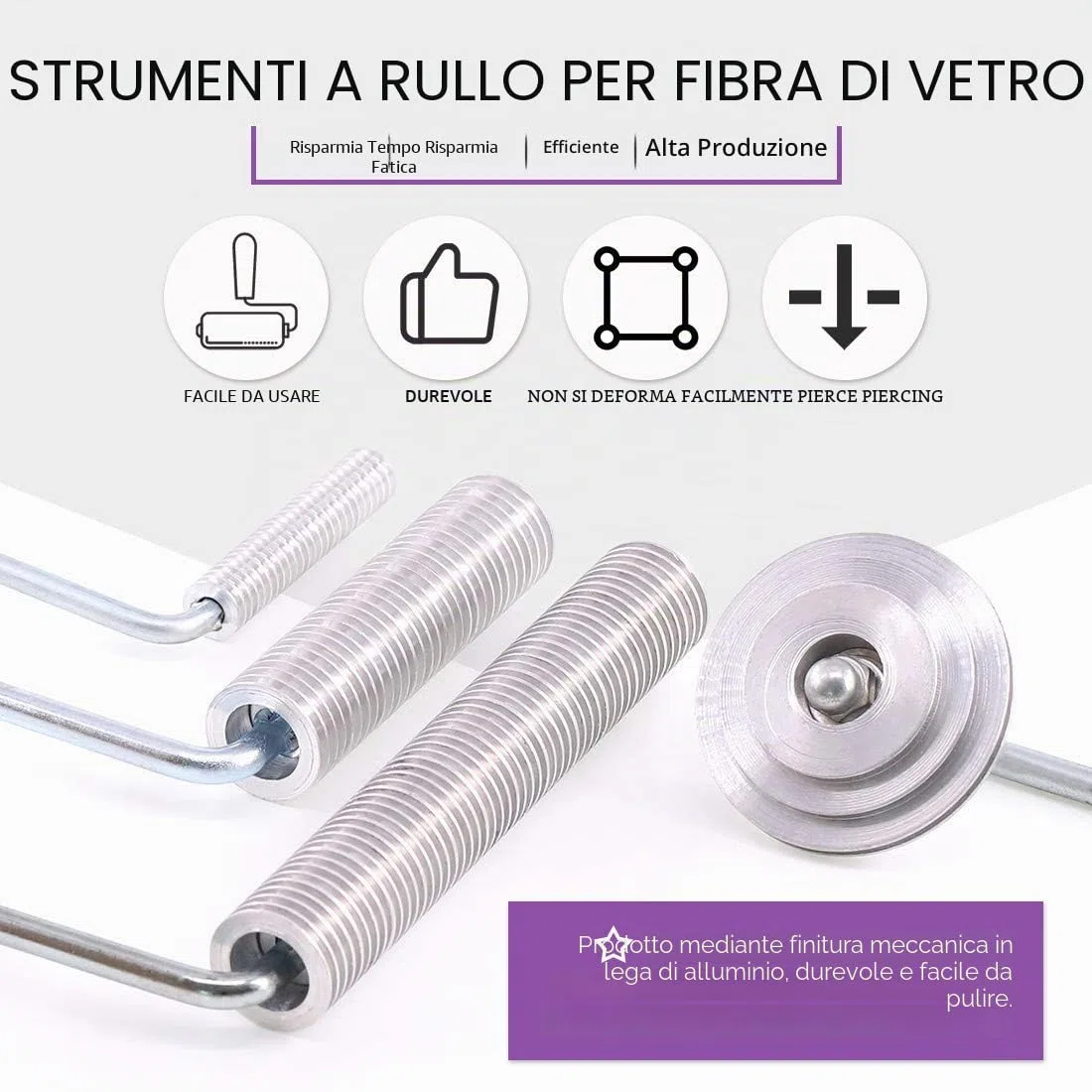 Swpeet 4 pezzi di rulli in fibra di vetro e 1 pezzo di spazzole per dettagli con 1 paio di guanti, kit di rullo per lamatura e pennello per vernice in fibra di vetro per stampo in resina, kit di
