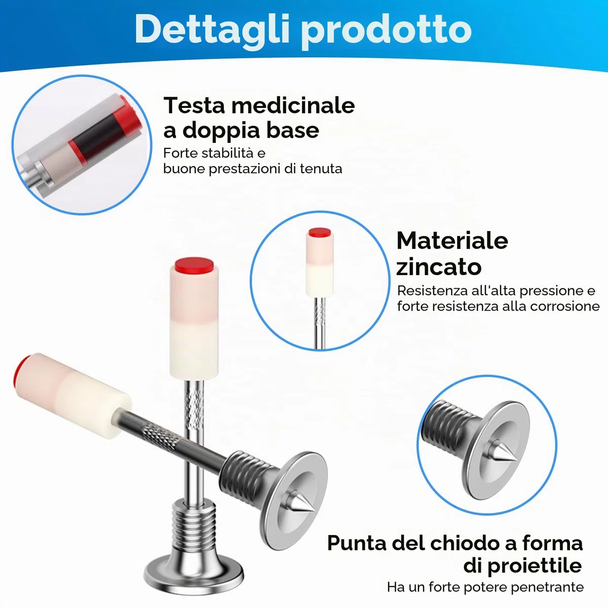 50 pezzi di chiodi per chiodatrice, chiodi per pareti in cemento Include 50 dadi M8, diametro 7,3 mm, chiodatrice multiuso, chiodatrice per acciaio e cemento per canali di cablaggio su soffitti in