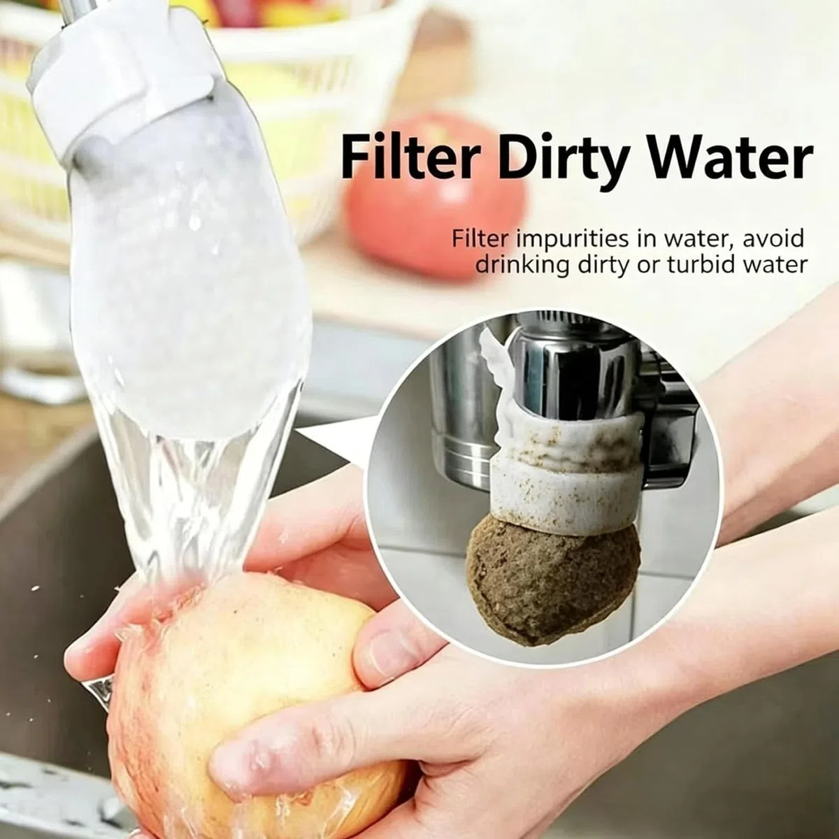 Faucet Filter Cotton Bag, 200/400Pack Faucet Filter Bag for Kitchen Sink, Splash-Proof Filters Bags for Faucets, Groundwater, Tap Water, Spring Water, Rust, Silt, and Impurities (200pcs)