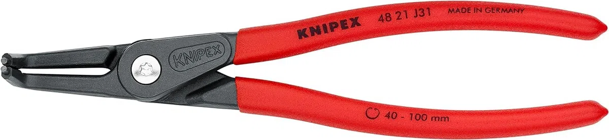 KNIPEX Pinza di precisione per anelli di sicurezza per anelli di sicurezza interni a fori bonderizzata grigia Rivestiti in resina, 48 21 J31