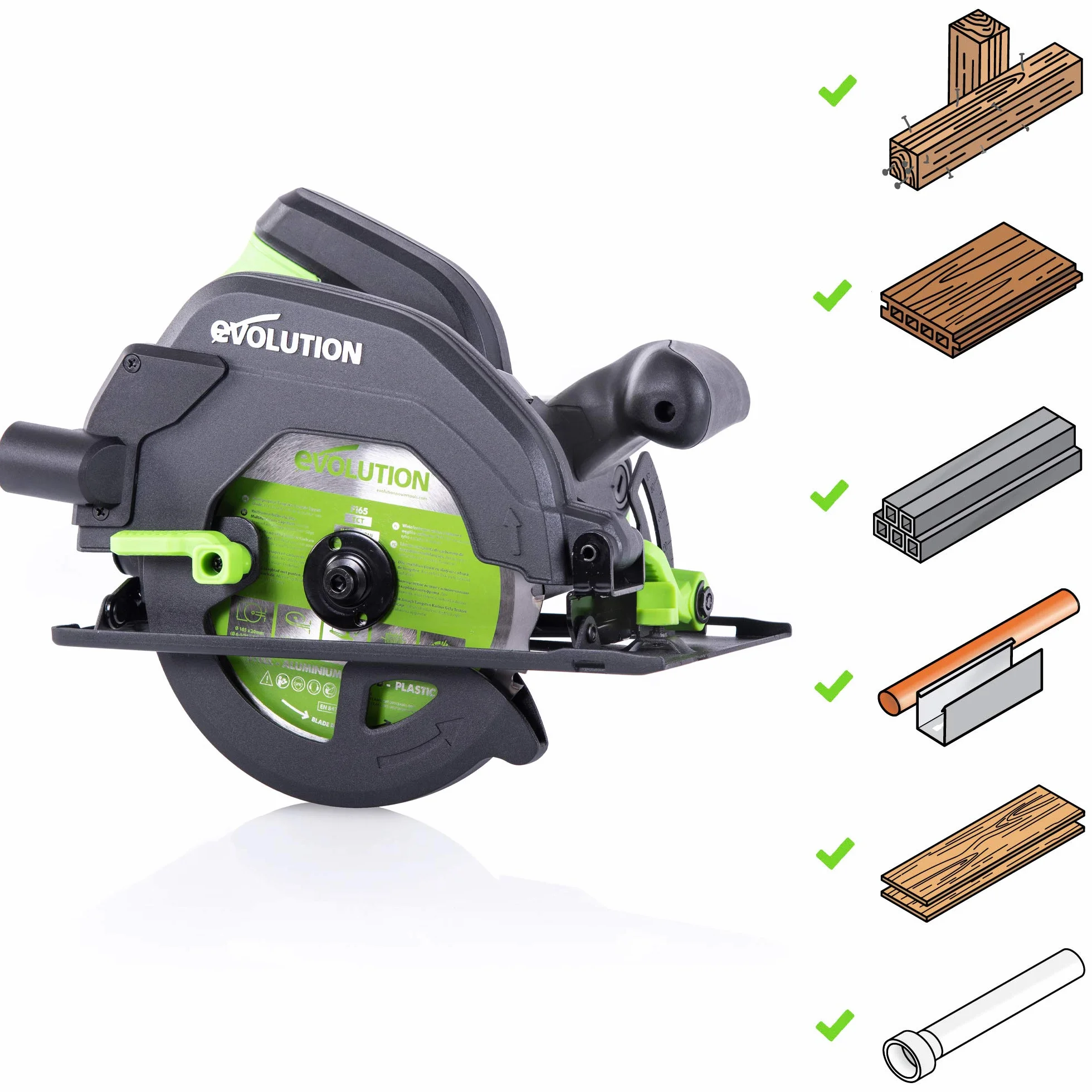 Evolution Power Tools 026-0008 F165CCSL-Sega Circolare Multiuso, 230 V, 165 Mm