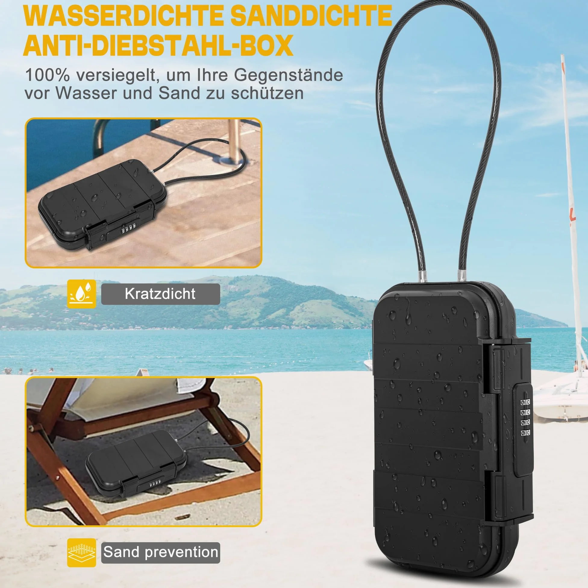 OUUTMEE Cassaforte portatile con lucchetto a combinazione