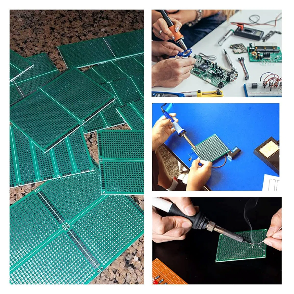 Kit prototipo PCB a Circuito Stampato Universale a Doppia Faccia, Scheda Proto per breadboard di Saldatura Fai-da-Te 5PCS,Verde,15x20CM